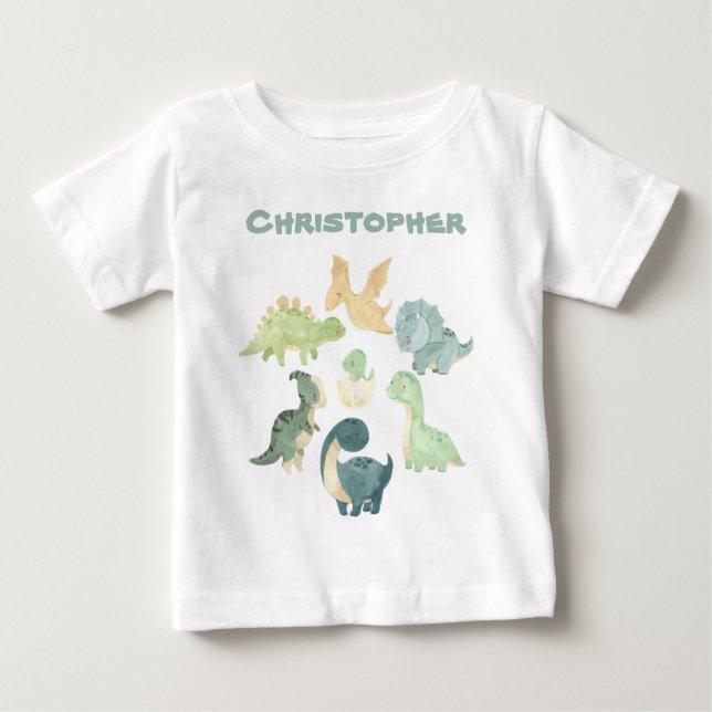 Personlig baby-dinosaur t shirt (Framsida)