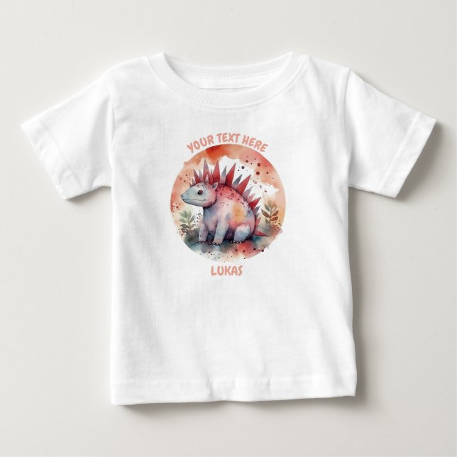 Personlig baby Dinosaur Tee (Framsida)