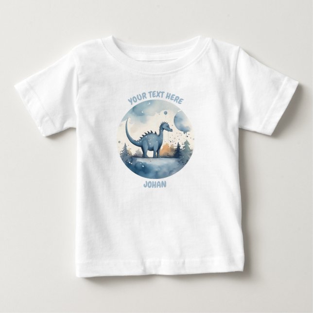 Personlig Baby Dinosaur Tee (Framsida)