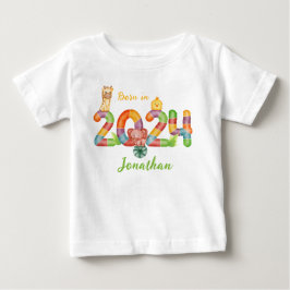 personlig baby djur gåva född 2024 t shirt