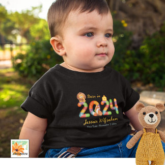 personlig baby djur gåva född 2024 t shirt