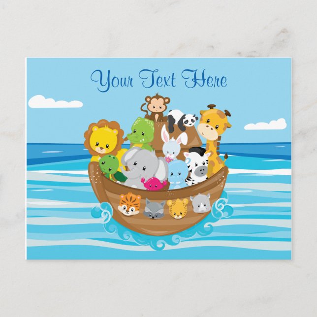 Personlig | Baby djur | Noahs Ark Theme Vykort (Framsida)