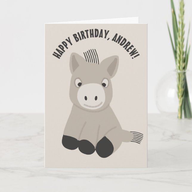 Personlig Baby Donkey Birthday Kort (Framsida)
