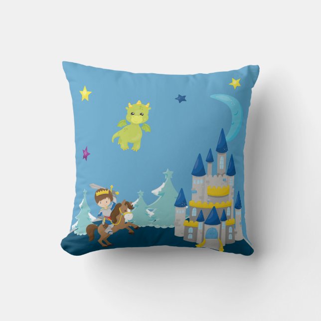 Personlig Baby Dragons Medieval Knight Nursery Kudde (Framsida)