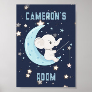 Personlig Baby Elephant Fishing 4 Stars Poster