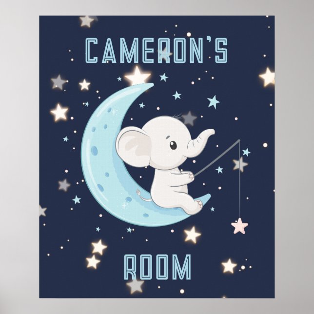 Personlig Baby Elephant Fishing 4 Stars Poster (Framsidan)