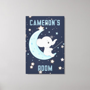 Personlig Baby Elephant Fishing 4 Stars Poster Canvastryck