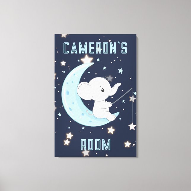 Personlig Baby Elephant Fishing 4 Stars Poster Canvastryck (Framsida)