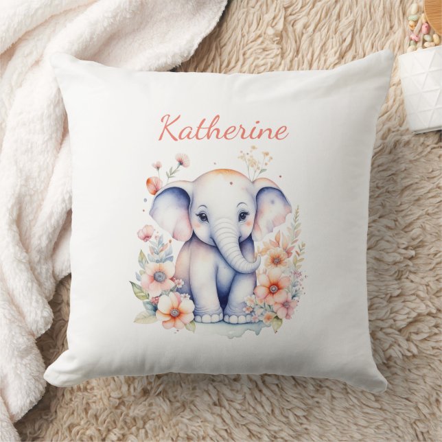 Personlig Baby Elephant Nursery Room Kudde (Filt)