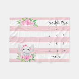 Personlig Baby Elephant Photo Milestone Fleecefilt