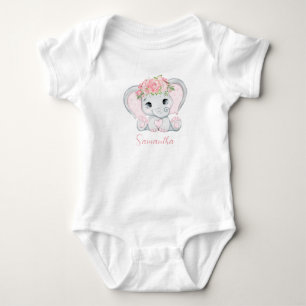 Personlig Baby Elephant Rosa Girls Baby Shower T Shirt