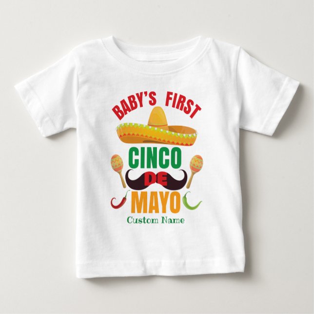 Personlig Baby First Cinco de Mayo T Shirt (Framsida)