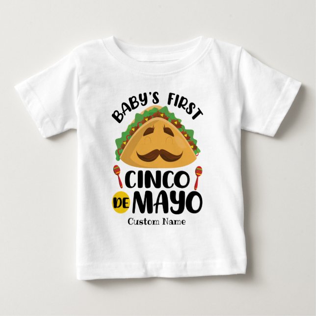 Personlig Baby First Cinco de Mayo T Shirt (Framsida)