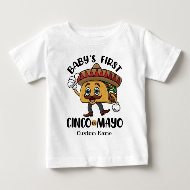 Personlig Baby First Cinco de Mayo T Shirt (Framsida)
