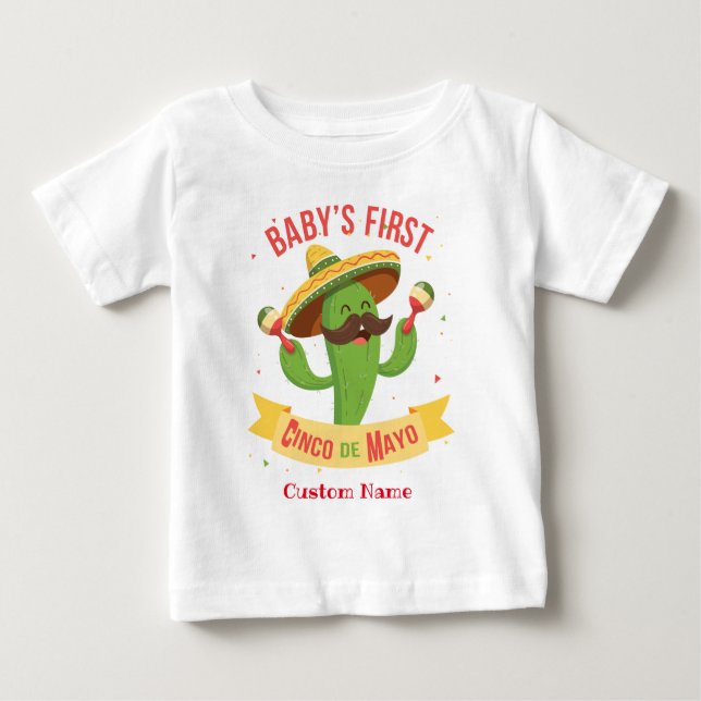 Personlig Baby First Cinco de Mayo T Shirt (Framsida)