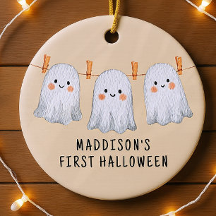 Personlig Baby First Halloween Cute Spöken Julgransprydnad Keramik