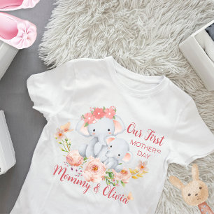Personlig Baby First Mors dag Elephant T Shirt