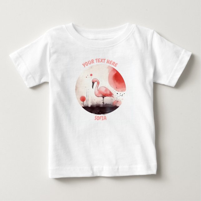 Personlig baby Flamingo Tee (Framsida)