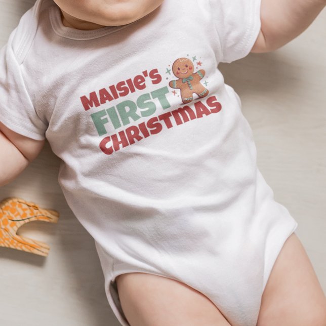 Personlig Baby Första jul Gingerbröd T Shirt (Skapare uppladdad)