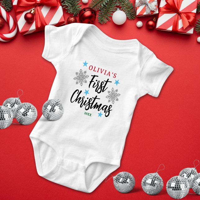 Personlig Baby Första jul-Helgdag T Shirt (Personalized Baby's First Christmas Holiday onesie)