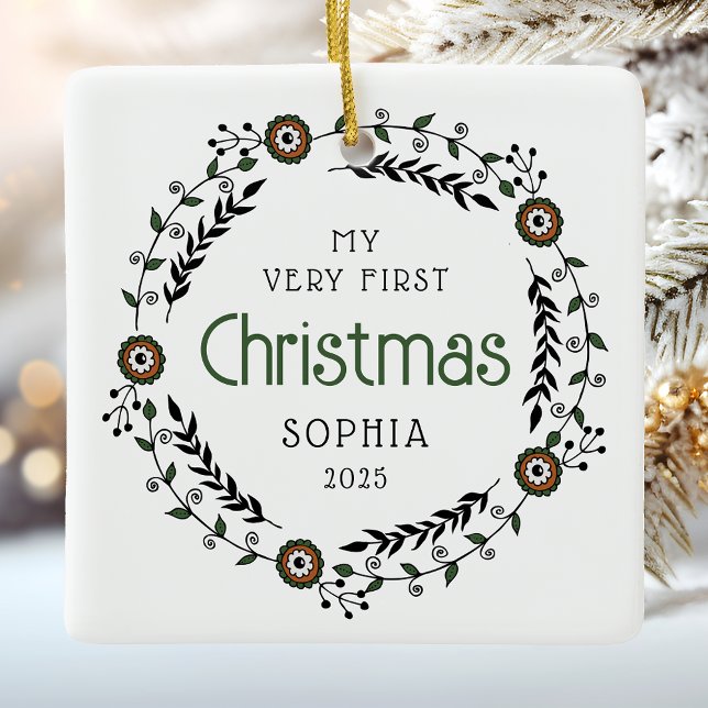 Personlig Baby Första jul Norden Julgransprydnad Keramik (Skapare uppladdad)
