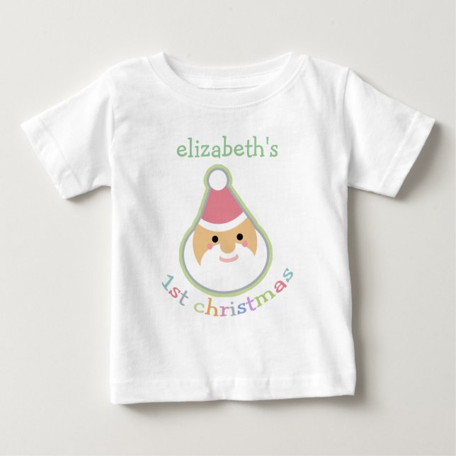 Personlig Baby Första jul T Shirt (Framsida)