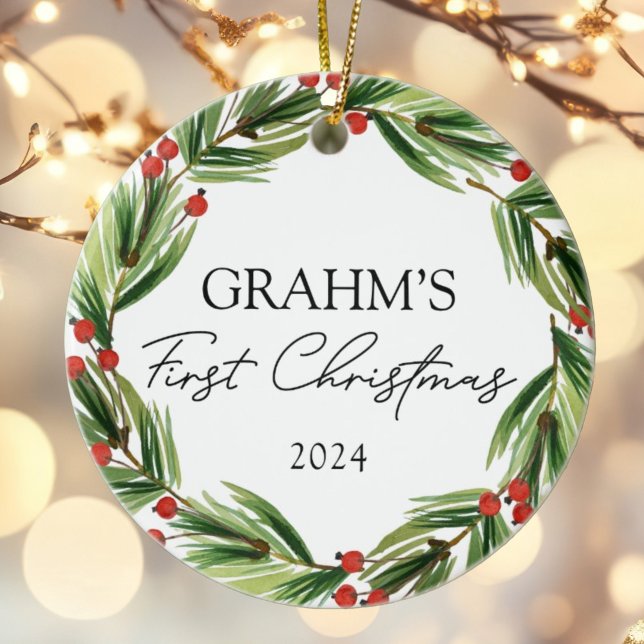 Personlig Baby Första julafton Festive WAN Julgransprydnad Keramik (Skapare uppladdad)