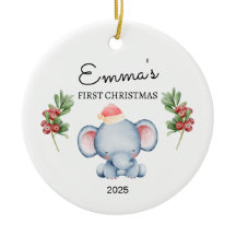 Personlig Baby Första julen, Elephant Gift