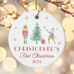 Personlig Baby Första julen Nutcracker Julgransprydnad Keramik