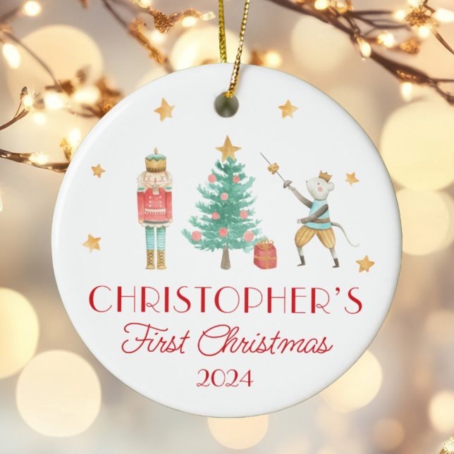 Personlig Baby Första julen Nutcracker Julgransprydnad Keramik (Skapare uppladdad)