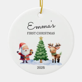 Personlig Baby Första julen, Santa Gift Julgransprydnad Keramik