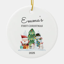 Personlig Baby Första julen, Santa Gift Julgransprydnad Keramik