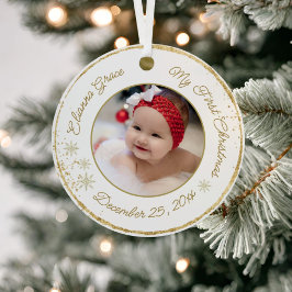 Personlig Baby: Första julfotfoto Glitter Julgransprydnad Keramik