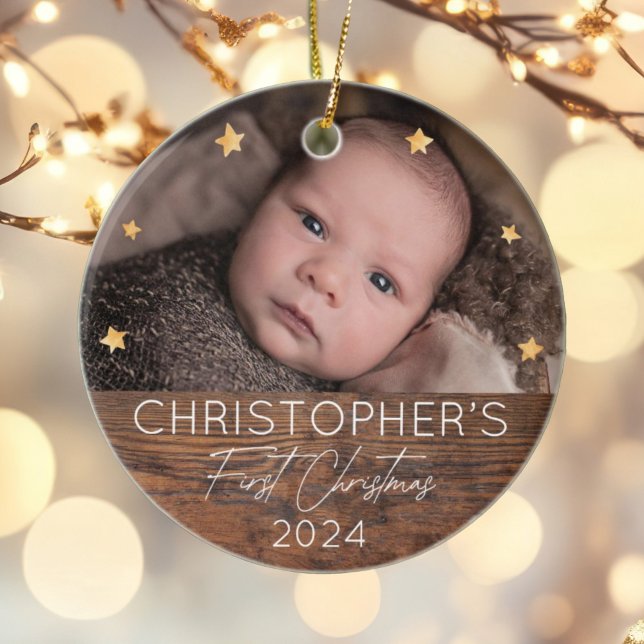 Personlig Baby Första julfotfoto Julgransprydnad Keramik (Skapare uppladdad)