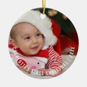 Personlig Baby Första julfotfoto Julgransprydnad Keramik