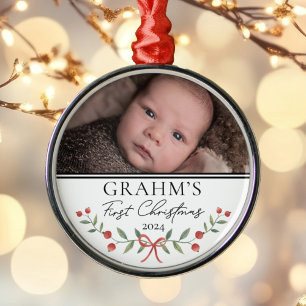 Personlig Baby Första julfoto Julgransprydnad Metall