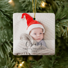 Personlig Baby Första julfoto Namn Julgransprydnad Keramik