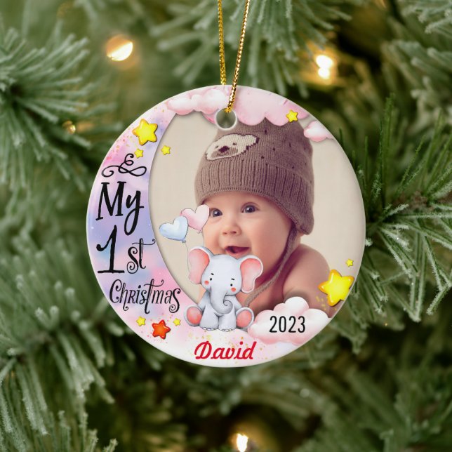 Personlig Baby första julfoto Ornament (Träd)