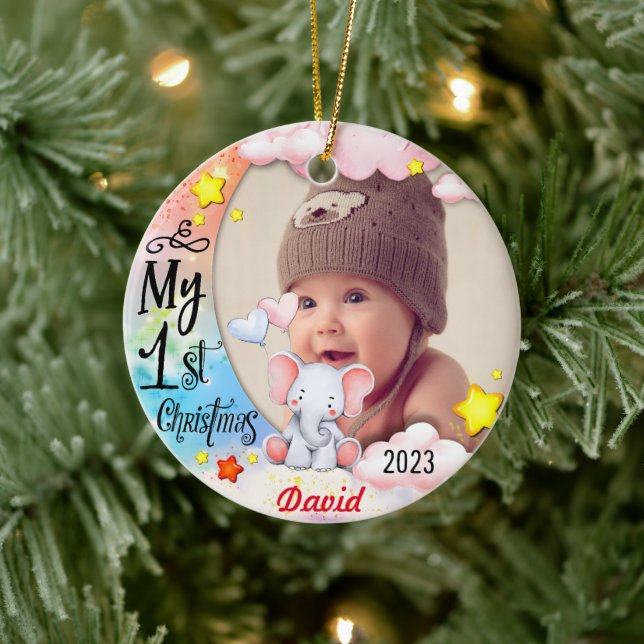 Personlig Baby första julfoto Ornament (Träd)