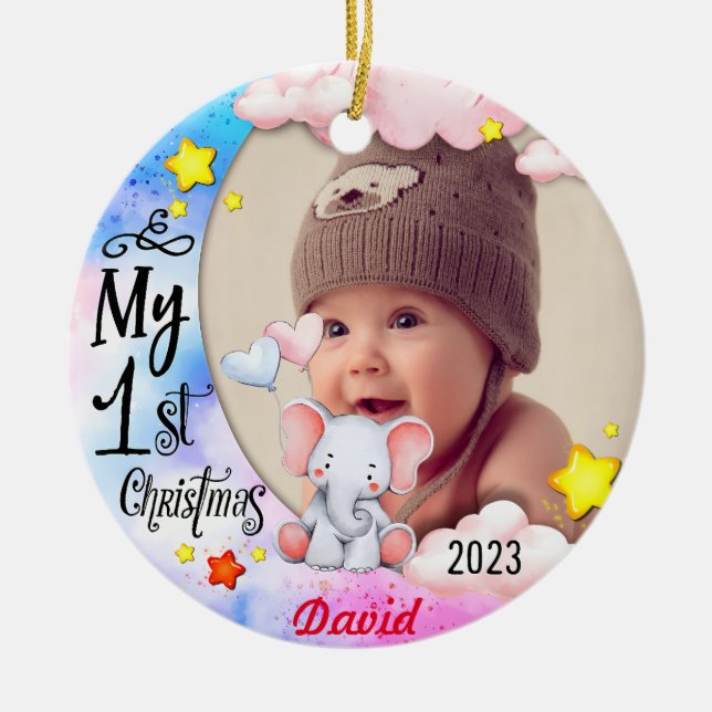 Personlig Baby första julfoto Ornament (Framsidan)