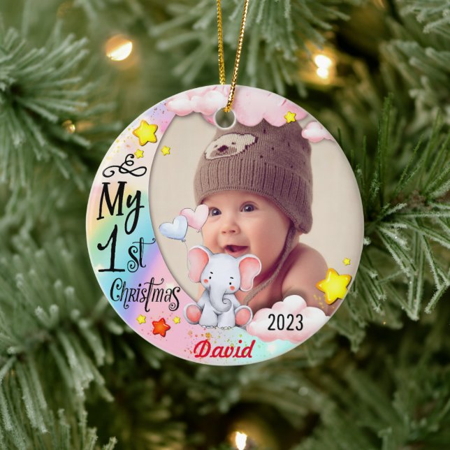 Personlig Baby första julfoto Ornament (Träd)