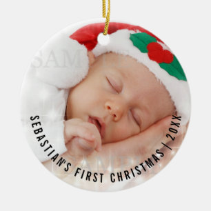 Personlig Baby Första julfotopall Julgransprydnad Keramik