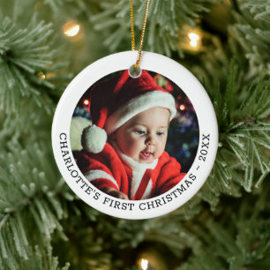Personlig Baby Första julfotopall Julgransprydnad Keramik