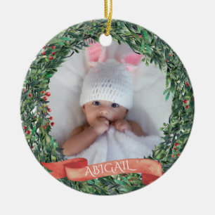 Personlig Baby första julfotopassen Julgransprydnad Keramik