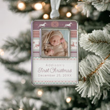 Personlig Baby Första juljulen Rosa Reindeer