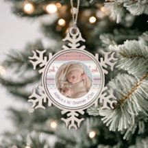 Personlig Baby Första juljulen Rosa Reindeer