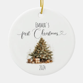 Personlig Baby Första julprydnaden Julgransprydnad Keramik