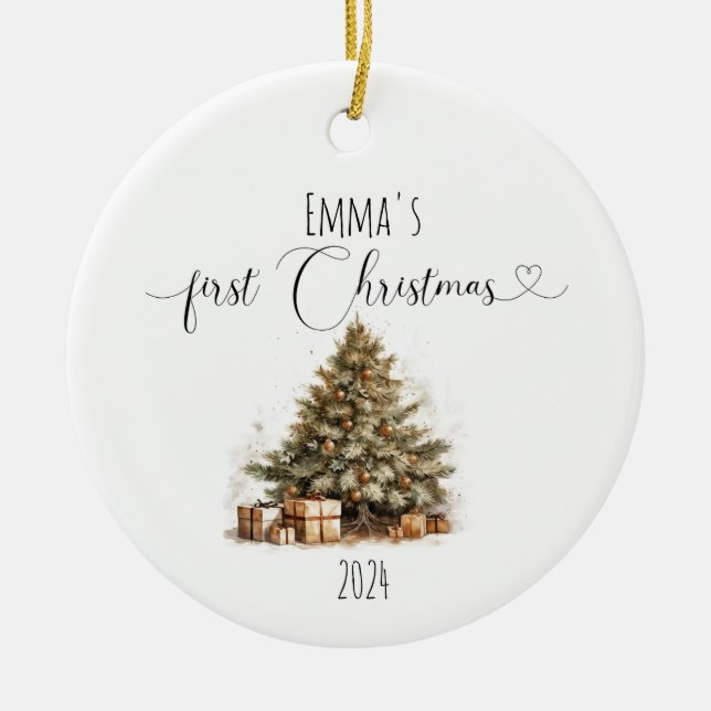 Personlig Baby Första julprydnaden Julgransprydnad Keramik (Framsidan)