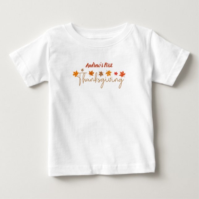 Personlig Baby Första Thanksgivingen T Shirt (Framsida)