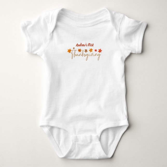 Personlig Baby Första Thanksgivingen T Shirt (Framsida)